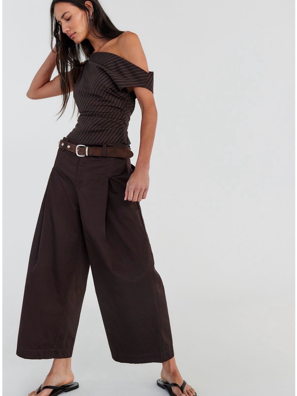 Silverlake Wide-Leg Chino Trousers - Chocolatier - Size 2